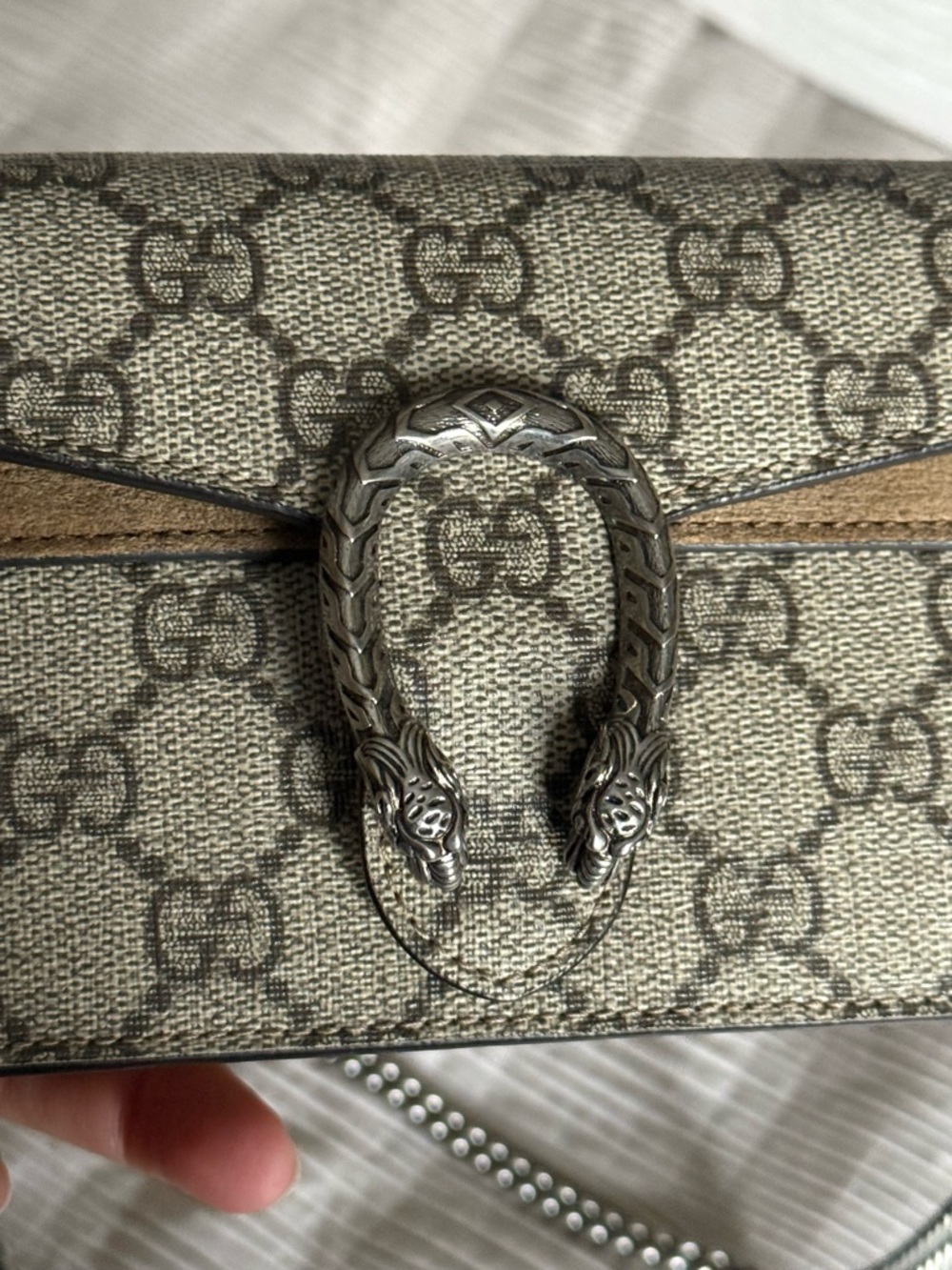 Gucci Beige GG Supreme Canvas Dionysus Crossbody Bag with Silver Hardware - Picture 5 of 11
